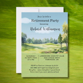 Retirement Party Watercolor Golf Theme Invitation Kaart