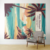 Retirement Party with retro beach photo backdrop Wandkleed (In Situ (horizontaal))