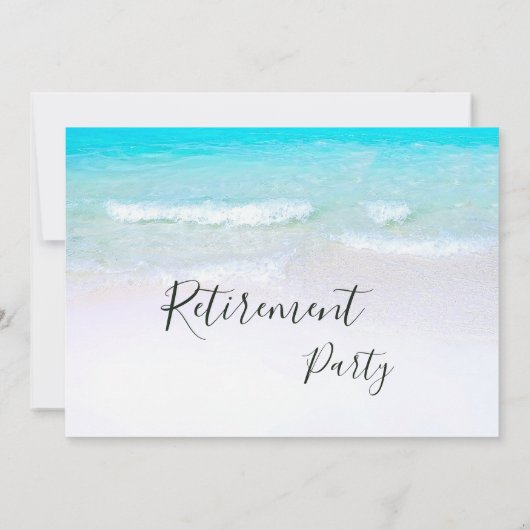 Retirement Photo Beach Blue Modern Typografie Kaart (Achterkant)