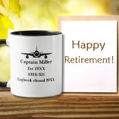 Retirement Pilot Airplane Minimalist Black Custom Mok