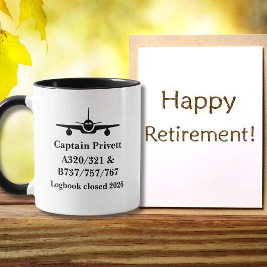 Retirement Pilot Airplane Minimalist Black Custom Mok