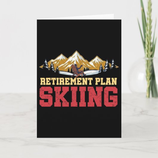Retirement Plan Skiing Vintage Sunset Retro Skier Kaart (Voorkant)