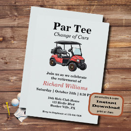 Retirement Rode Golfkar Par T-shirt Thema Kaart