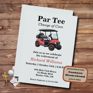 Retirement Rode Golfkar Par T-shirt Thema Kaart