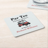 Retirement Rode Golfkar Par T-shirt Thema Kartonnen Onderzetters (Schuin)