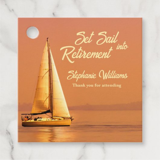 Retirement Set Sail into Retirement Sail Nautical  Bedankjes Labels (Voorkant)