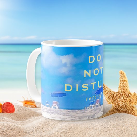 Retirement Summer Beach Blue White Gift Koffiemok
