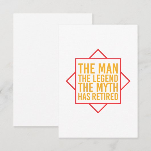 Retirement The Man The Myth The Legend has retired RSVP Kaartje (Voorkant / Achterkant)