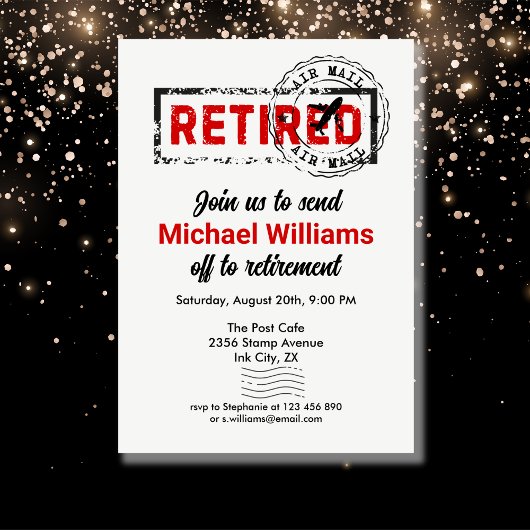 Retirement Travel Post Stamp Grunge Kaart