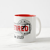 Retirement Travel Post Stamp Grunge Tweekleurige Koffiemok (Voorkant rechts)