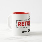 Retirement Travel Post Stamp Grunge Tweekleurige Koffiemok (Voorkant links)