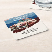 Retirement Travel Retro Classic Car Theme  Kartonnen Onderzetters (Schuin)