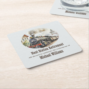 Retirement Travel Thema Party Trein Volgend Statio Kartonnen Onderzetters