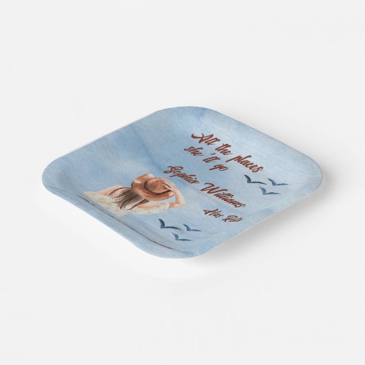 Retirement Travel Thema Party Vrouw Waterverf Papieren Bordje (Gebogen)