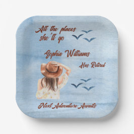 Retirement Travel Thema Party Vrouw Waterverf Papieren Bordje