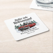 Retirement Travel Theme Classic Retro Car Rolling Kartonnen Onderzetters (Schuin)
