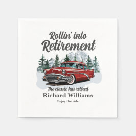 Retirement Travel Theme Classic Retro Car Rolling Servet