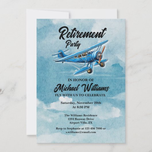 Retirement Travel Theme Party Plane  Kaart (Voorkant)