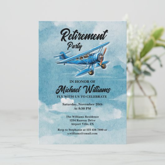 Retirement Travel Theme Party Plane  Kaart (Staand voorkant)