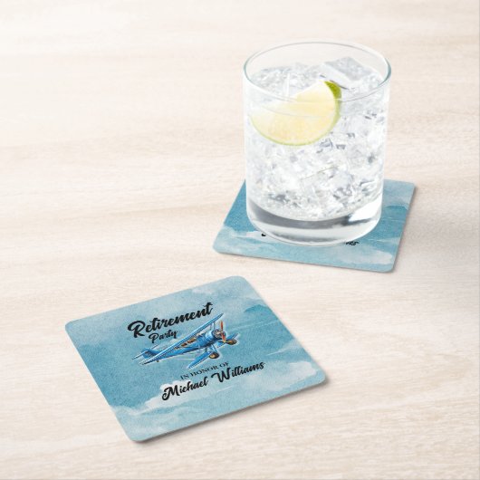 Retirement Travel Theme Party Plane  Kartonnen Onderzetters (Insitu)