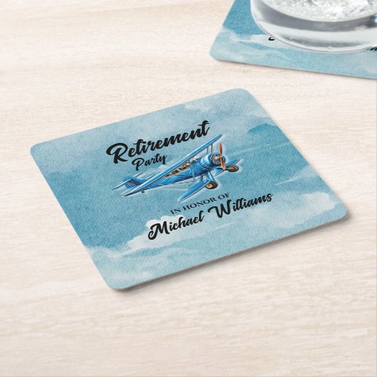 Retirement Travel Theme Party Plane Kartonnen Onderzetters (Schuin)