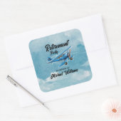 Retirement Travel Theme Party Plane  Vierkante Sticker (Envelop)