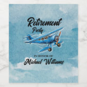 Retirement Travel Theme Party Plane Wijn Etiket (Enkel label)