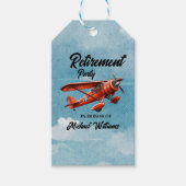 Retirement Travel Theme Party Red Plane  Cadeaulabel (Voorkant)