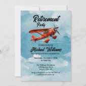 Retirement Travel Theme Party Red Plane  Kaart (Voorkant)