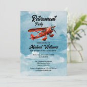 Retirement Travel Theme Party Red Plane  Kaart (Staand voorkant)