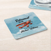 Retirement Travel Theme Party Red Plane  Kartonnen Onderzetters (Schuin)