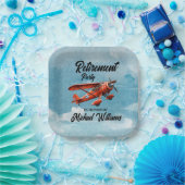 Retirement Travel Theme Party Red Plane  Papieren Bordje (Feest)