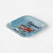 Retirement Travel Theme Party Red Plane  Papieren Bordje (Gebogen)