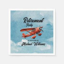 Retirement Travel Theme Party Red Plane  Servet