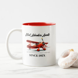 Retirement Travel Theme Party Red Plane  Tweekleurige Koffiemok