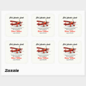 Retirement Travel Theme Party Red Plane Vierkante Sticker (Vel)