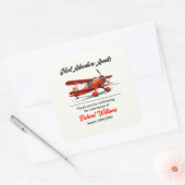 Retirement Travel Theme Party Red Plane Vierkante Sticker (Envelop)