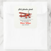 Retirement Travel Theme Party Red Plane Vierkante Sticker (Tas)