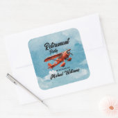 Retirement Travel Theme Party Red Plane Vierkante Sticker (Envelop)