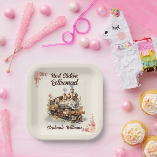 Retirement Travel Theme Party  Train Papieren Bordje (Feest)
