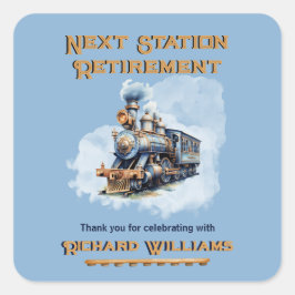 Retirement travel theme Vintage Train Next Station Vierkante Sticker