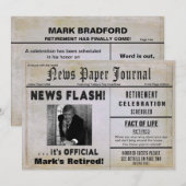 RETIRETIENIEUWS FLASH INVITE -FOTO & NAME INSERT KAART (Voorkant / Achterkant)