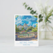 Retiro Park Madrid Spanje Vintage Travel Briefkaart (Staand voorkant)