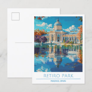 Retiro Park Madrid Spanje Vintage Travel Briefkaart