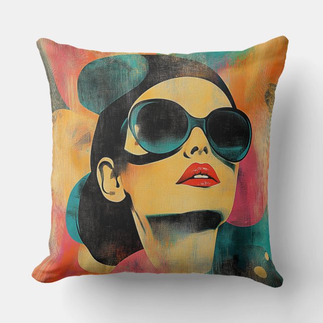 Reto Bold Vrouw in Zonnebril Kussen (Voorkant)