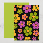 Reto jaren 1960 Style Mid Mod Bloemenpatroon Kaart (Voorkant / Achterkant)