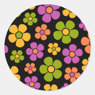 Reto jaren 1960 Style Mid Mod Bloemenpatroon Ronde Sticker