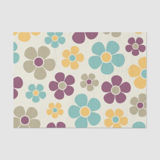 Reto jaren 1960 Style Mid Mod Floral Pattern Tissu Tissuepapier (Voorkant)