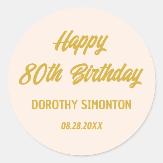Reto Script 80th Birthday Envelope Seal Ronde Sticker (Voorkant)