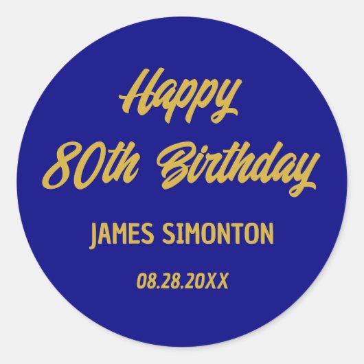 Reto Script 80th Birthday Envelope Seal Ronde Sticker (Voorkant)